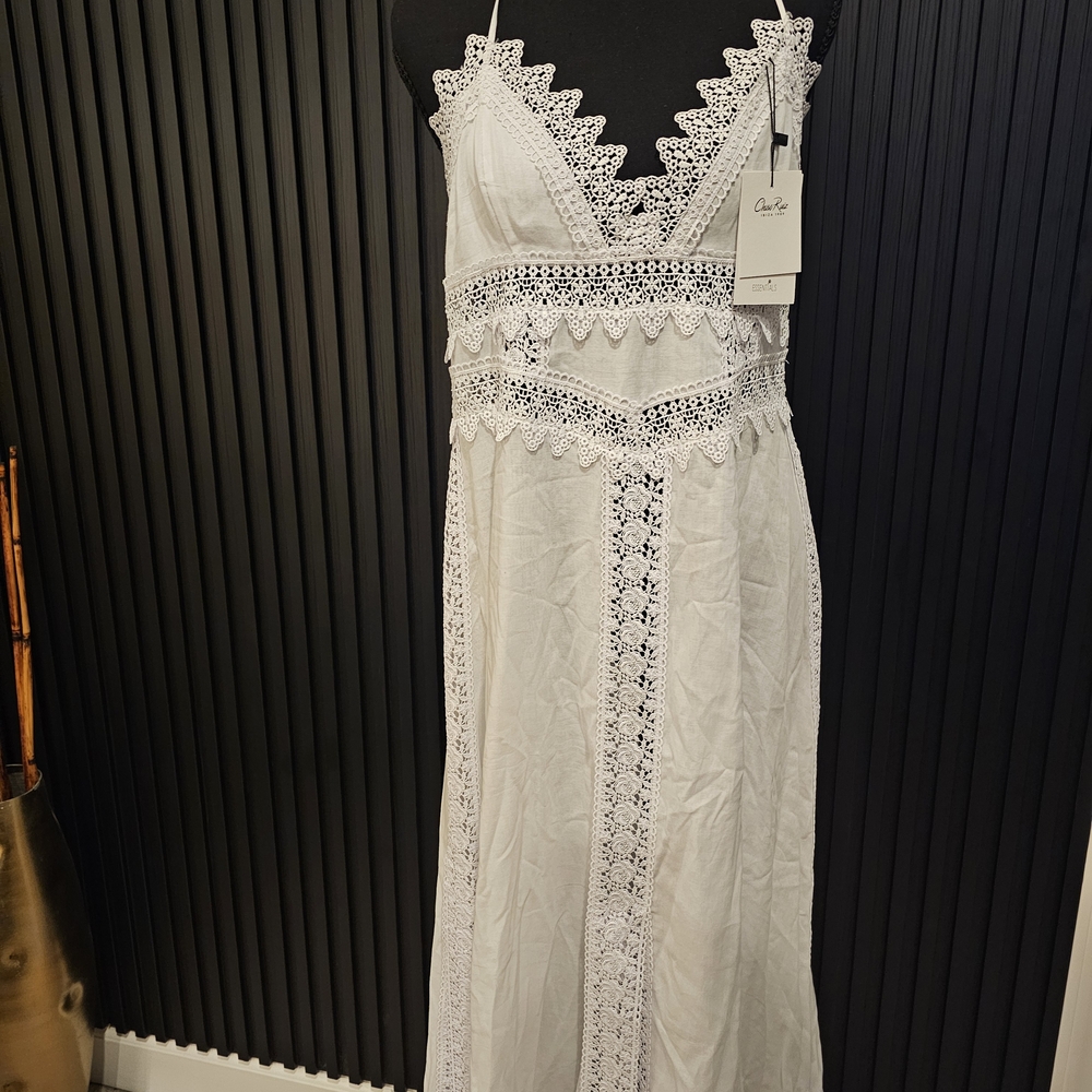 Essentials White Lace Long Dress